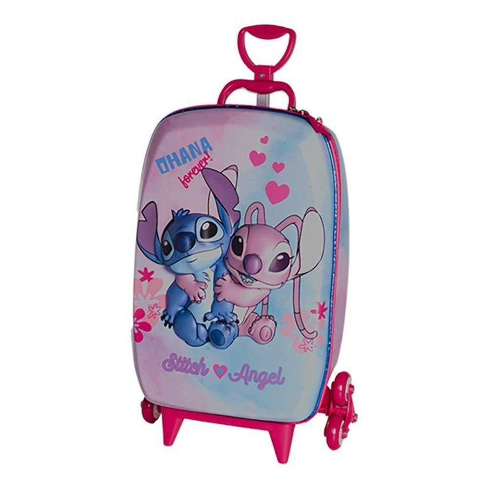 Mala De Viagem Infantil Com Rodinha Stitch E Angel 3d - 1
