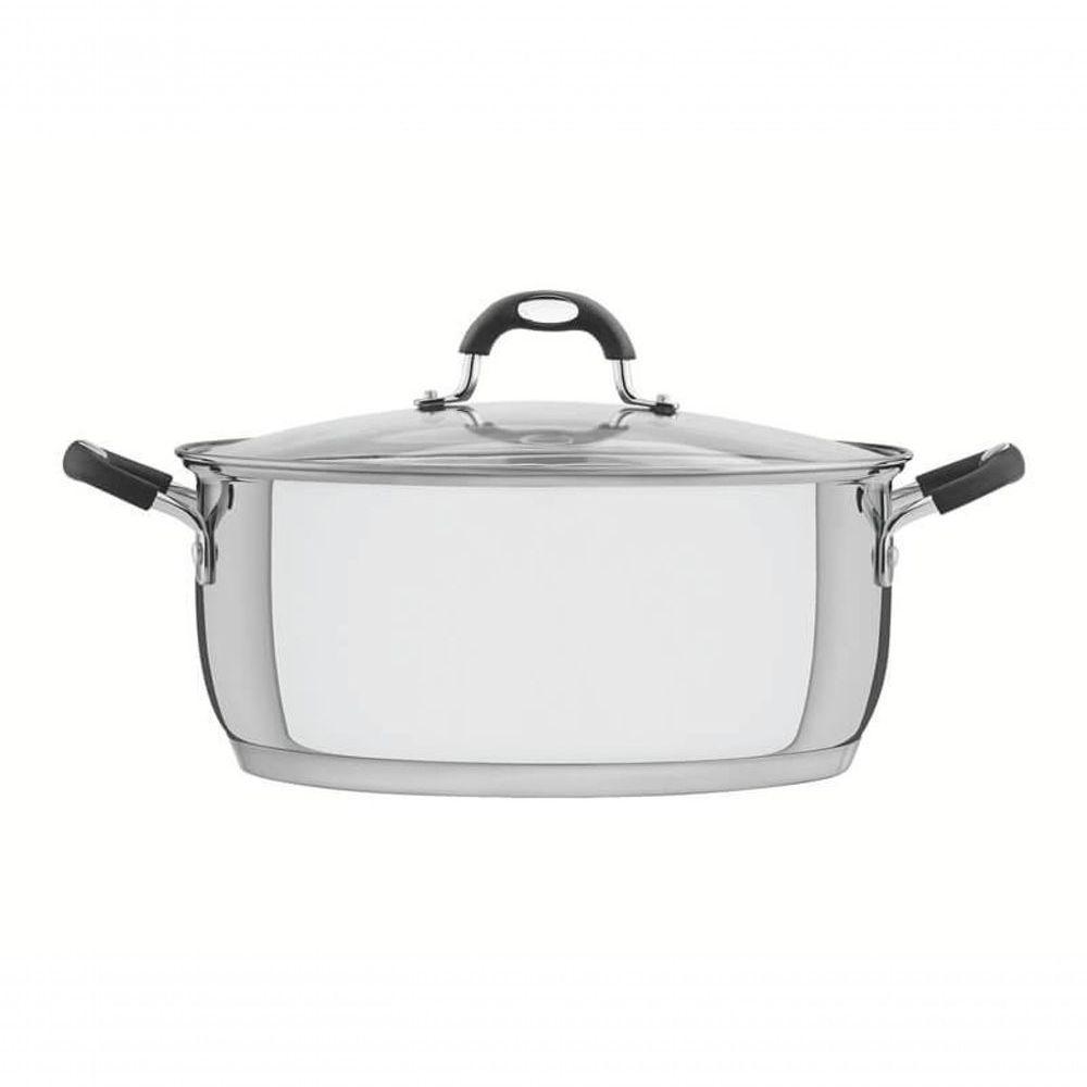 Caçarola Rasa Tramontina Astro Silicone Aço Inox Tampa De Vidro 30cm - 1