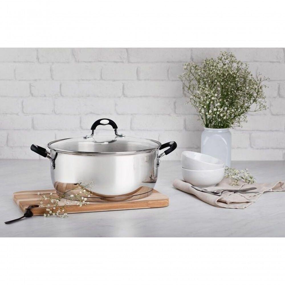 Caçarola Rasa Tramontina Astro Silicone Aço Inox Tampa De Vidro 30cm - 2