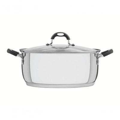 Caçarola Rasa Tramontina Astro Silicone Aço Inox Tampa De Vidro 30cm