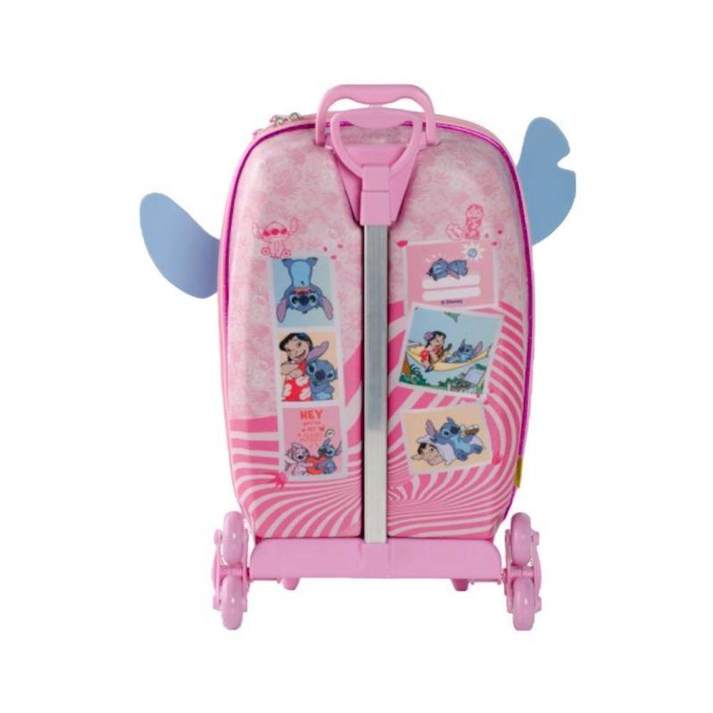 Mala De Viagem Infantil Com Rodinha Stitch 3d Rosa - 2