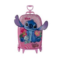 Mala De Viagem Infantil Com Rodinha Stitch 3d Rosa - 3