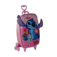 Mala De Viagem Infantil Com Rodinha Stitch 3d Rosa - 4