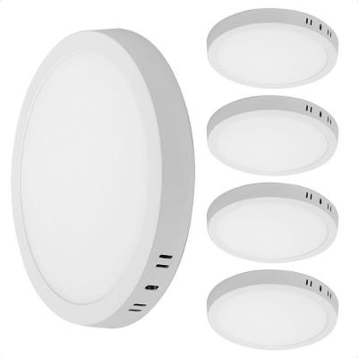 Kit 5 Painel De Led Redondo Sobrepor 12w Bivolt Taschibra 4000k Neutro