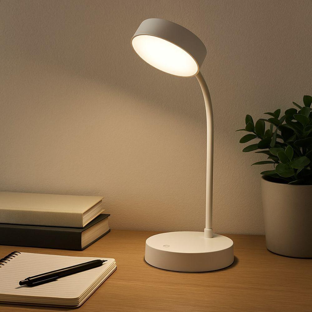 Luminária De Mesa Taschibra Puck Led Recarregável Branca - 2