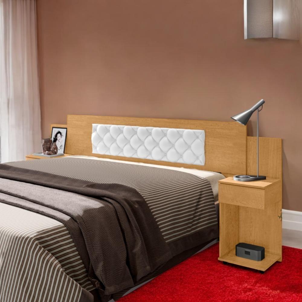 Cabeceira Ajustável Bruna Naturalle Com Capitonê Branco - 1