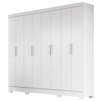 Guarda Roupa Casal Diplomata 8 Portas de Bater 4 Gavetas Branco MDP Moval