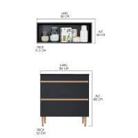 Balcão Cooktop 2 Gavetas Sabrina 80cm 2 Pçs Mdp Menu Móveis Preto - 2