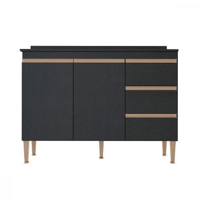 Balcão De Cozinha Tampo Sabrina Mdp 120x52cm Menu Móveis Preto