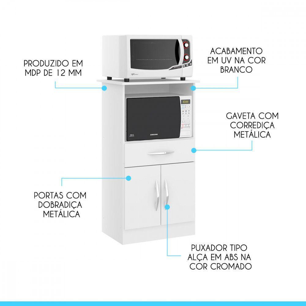 Balcão Multiuso Para Forno 62x111cm Mdp 0509 Menu Móveis Branco - 2