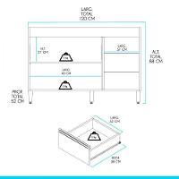 Balcão Pia Cozinha 2 Portas 3 Gavetas 120x52cm Menu Móveis Branco
