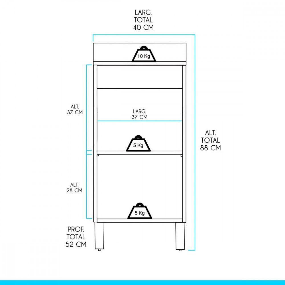 Balcão Gabinete P/ Cozinha 40cm 1 Porta Mdp 0457 Menu Móveis Avelã Branco - 3