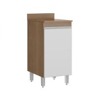Balcão Gabinete P/ Cozinha 40cm 1 Porta Mdp 0457 Menu Móveis Avelã Branco - 1