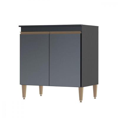 Balcão Multiuso Cozinha 2 Portas 80x52cm Mdp Menu Móveis Preto