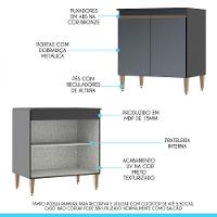 Balcão Multiuso Cozinha 2 Portas 80x52cm Mdp Menu Móveis Preto - 3