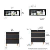Balcão Cooktop 4 Bocas Nicho Aéreo Multiuso 80cm Menu Móveis Preto - 2