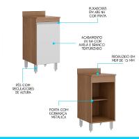 Balcão Armário De Cozinha 1 Porta 40x88cm Mdp Menu Móveis Avelã Branco - 2