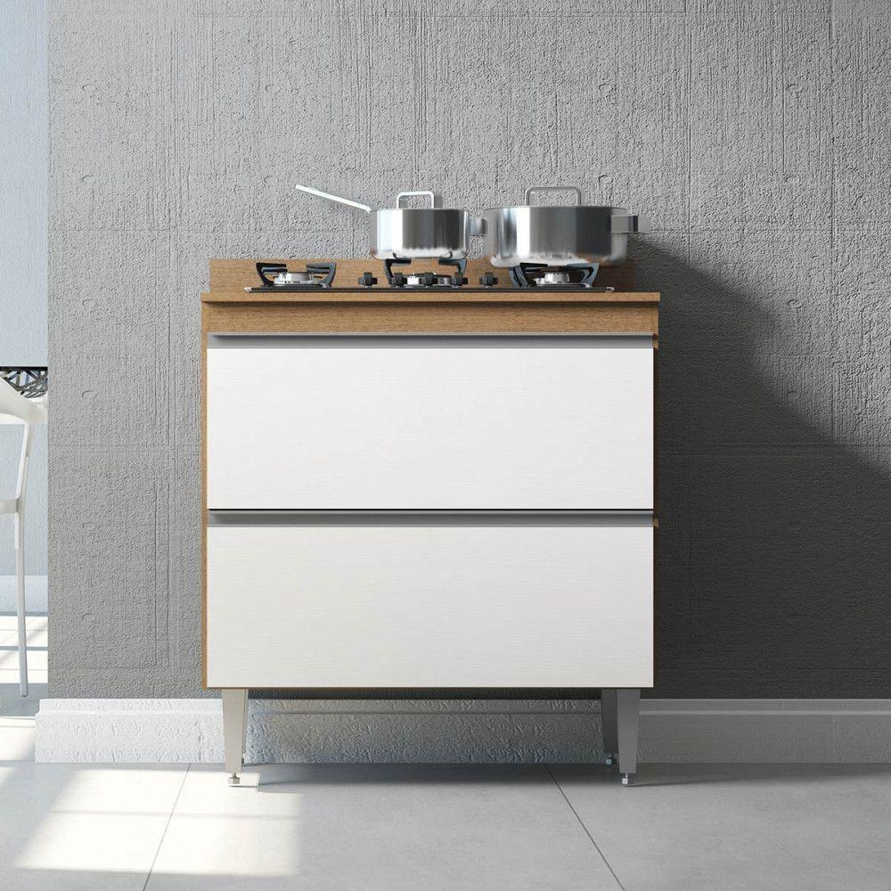 Balcão De Cozinha Para Cozinha Com 2 Gavetas Mdp Menu Móveis Branco - 2