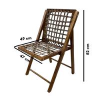 Conjunto Mesa Redonda Com 4 Cadeiras Em Madeira E Corda Náutica Castanho/branco - 6