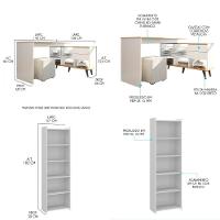 Conjunto Escritório 2 Peças Mesa L C/ Estante Retrô Branco Branco - 2