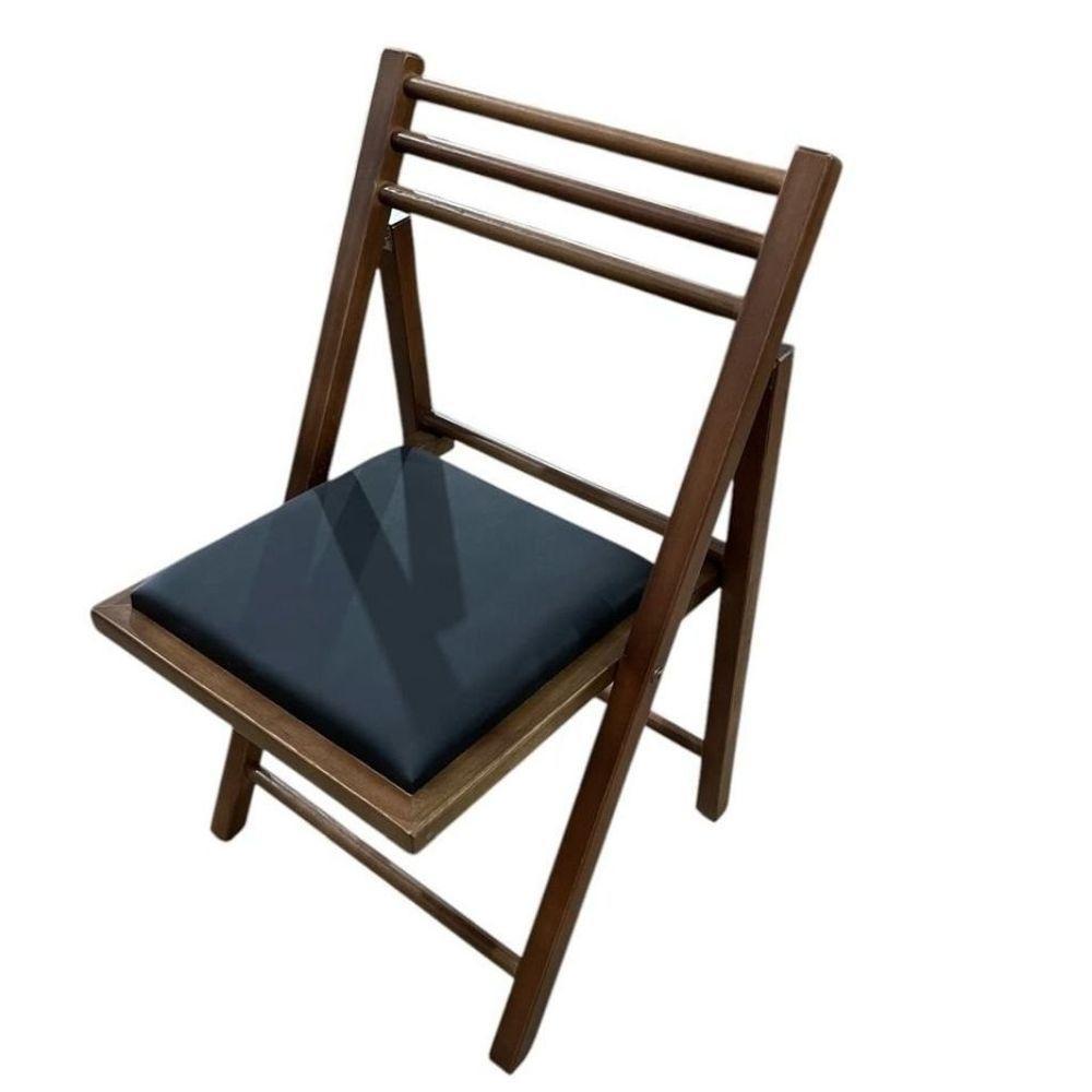 Conjunto Dobrável Com Mesa De Madeira E 4 Cadeiras Estofadas Castanho - 3