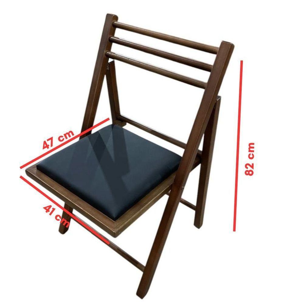 Conjunto Dobrável Com Mesa De Madeira E 4 Cadeiras Estofadas Castanho - 6