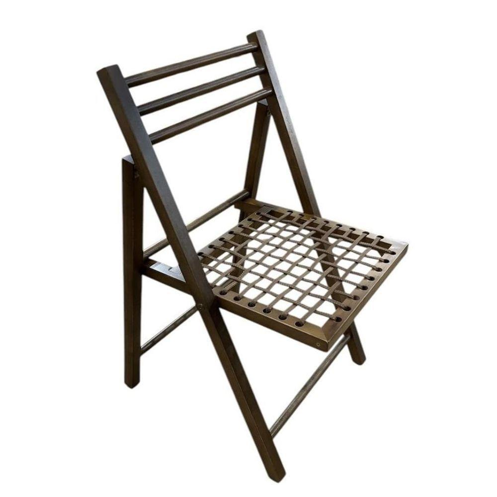 Conjunto Dobrável Com Mesa De Madeira E 4 Cadeiras Com Corda Náutica Castanho - 3
