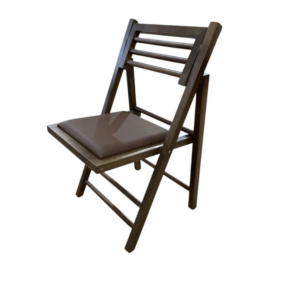 Conjunto Mesa Redonda Com 4 Cadeiras Dobráveis Castanho - 4