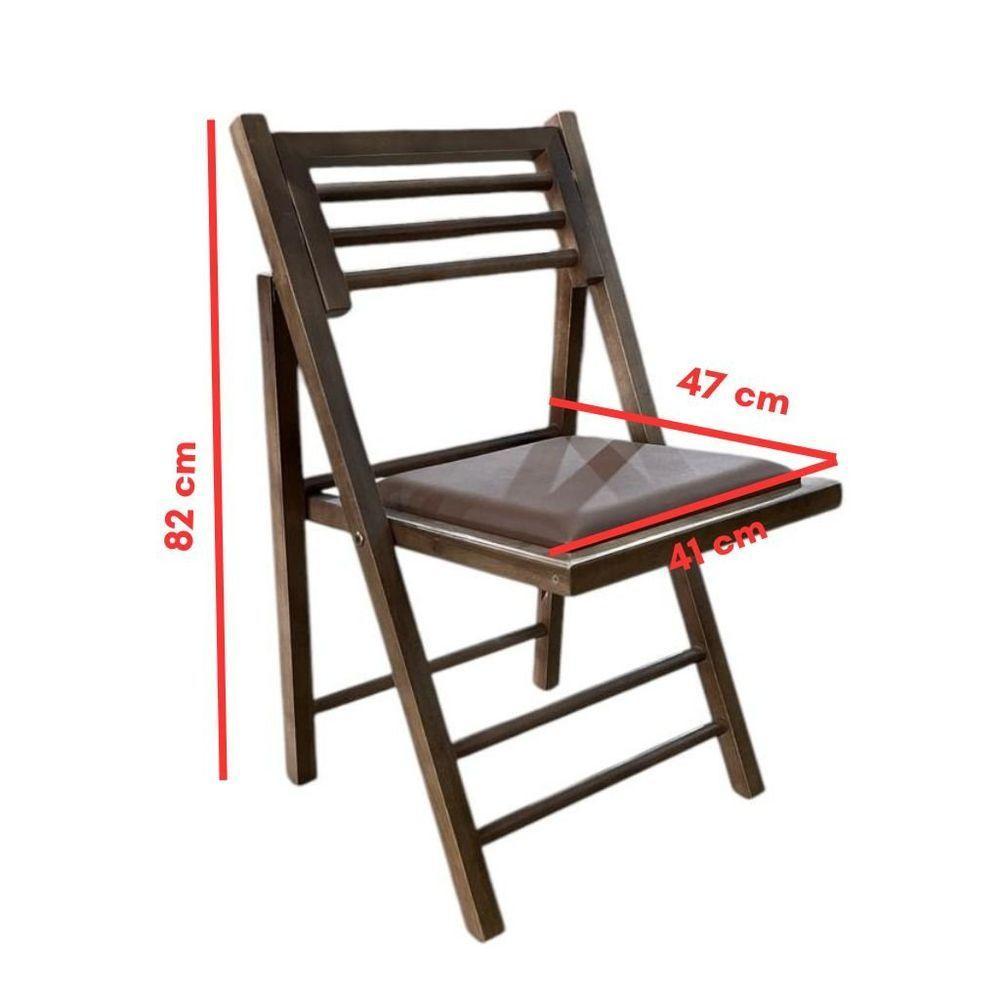 Conjunto Mesa Redonda Com 4 Cadeiras Dobráveis Castanho - 6