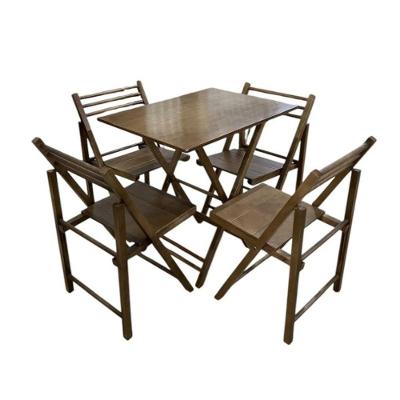 Conjunto Dobrável Com Mesa E 4 Cadeiras Castanho