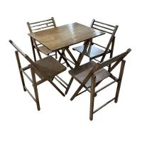 Conjunto Dobrável Com Mesa E 4 Cadeiras Castanho - 3