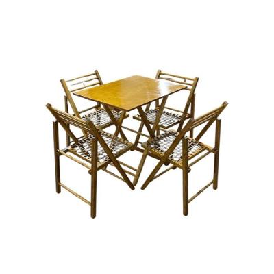Conjunto Dobrável Com Mesa De Madeira E 4 Cadeiras Com Corda Náutica Mel