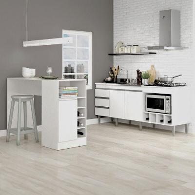 Balcão Cozinha Pia Cooktop Nicho Forno Bancada Menu Móveis Branco