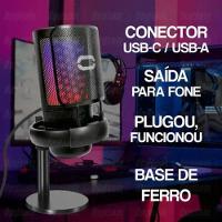 Microfone Usb Condensador Rgb Mt1060r – áudio Profissional Para Streaming, Podcast E Jogos Preto - 6