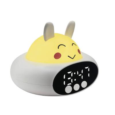 Despertador Infantil Coelho Luz Noturna 7 Cores, Display Led, Recarregável Usb-c, Rotina Divertida