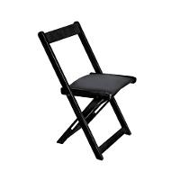 Jogo De Mesa Dobrável De Madeira 60x60 Com 4 Cadeiras Preto Estofado Preto - 5