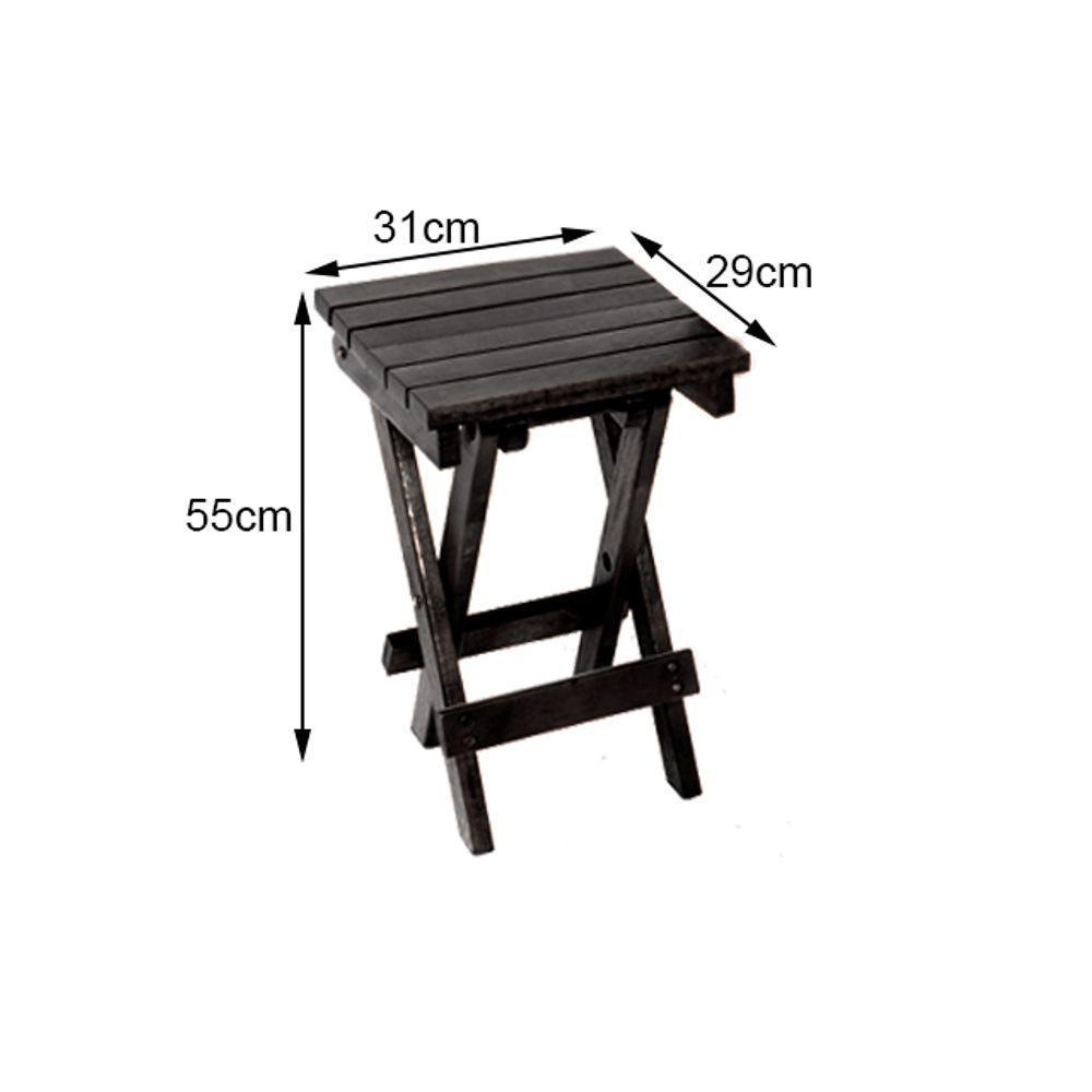 Jogo De Mesa Dobrável De Madeira 60cm Redondo Com 4 Banquinhos Dobráveis Preto - 4