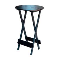 Conjunto Bistro De Madeira Dobrável Redondo 55cm Diâmetro Com 2 Cadeiras Preto Estofado Preto - 2