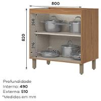 Balcão 2 Portas 80 Cm Ambiente Requinte Nature Areia Hp - Henn - 2