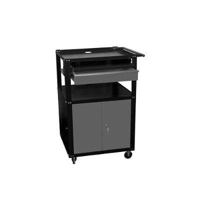 Rack Semi Fechado para Computador 91017 em Aço com Gaveta e Fechadura 68cm Preto