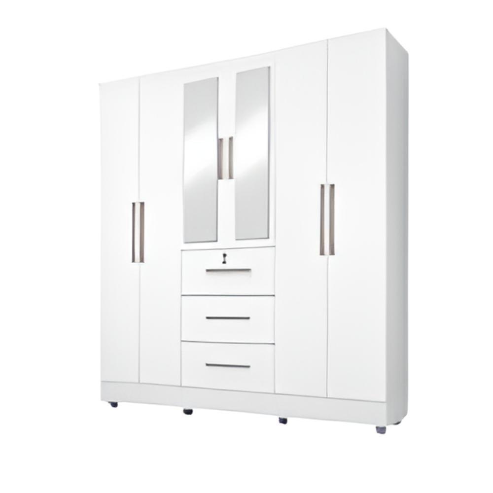 Guarda Roupas Casal Com Espelho 6 Portas 3 Gavetas Com Pés Tokio - 1