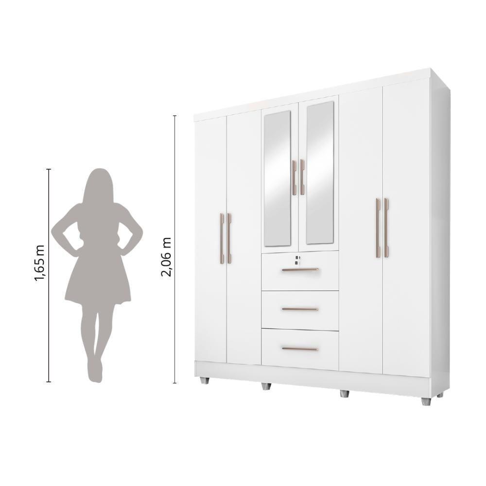 Guarda Roupas Casal Com Espelho 6 Portas 3 Gavetas Com Pés Tokio - 2