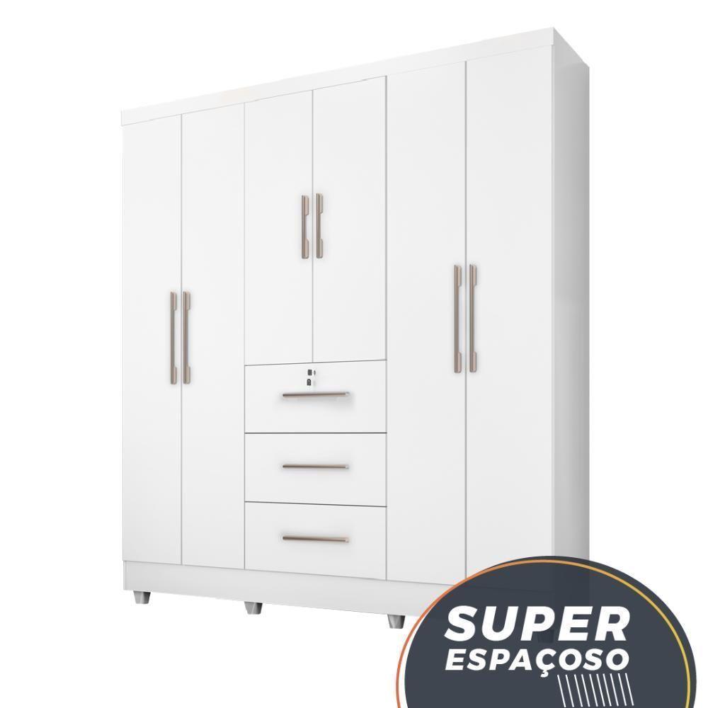 Guarda Roupas Casal Com Espelho 6 Portas 3 Gavetas Com Pés Tokio - 3