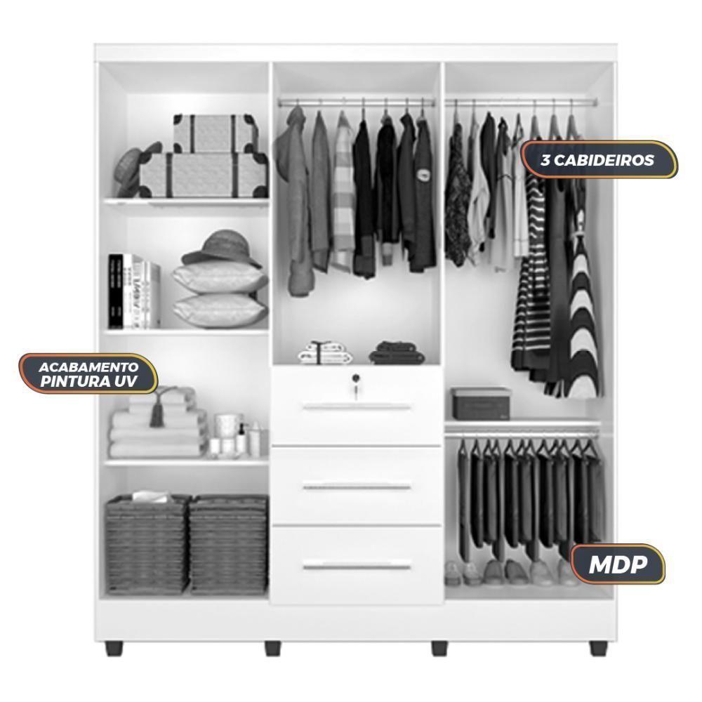 Guarda Roupas Casal Com Espelho 6 Portas 3 Gavetas Com Pés Tokio - 5