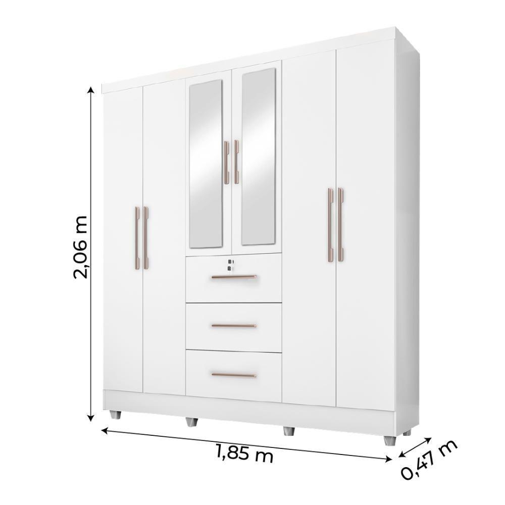 Guarda Roupas Casal Com Espelho 6 Portas 3 Gavetas Com Pés Tokio - 6