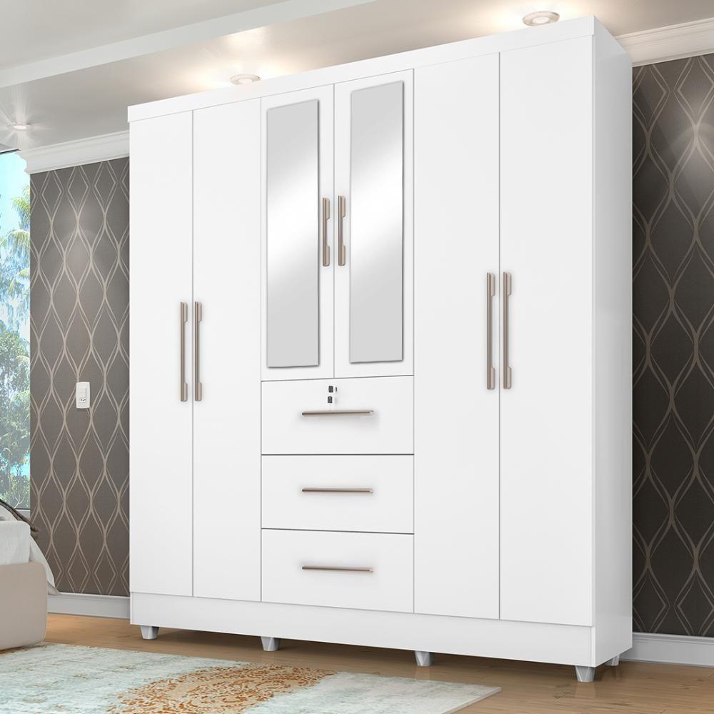 Guarda Roupas Casal Com Espelho 6 Portas 3 Gavetas Com Pés Tokio - 7