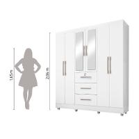 Guarda Roupas Casal Com Espelho 6 Portas 3 Gavetas Com Pés Tokio - 2