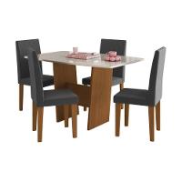 Conjunto Mesa De Jantar 137cm Com 4 Cadeiras Multimóveis CR50210 Freijó-off White-grafite - 2