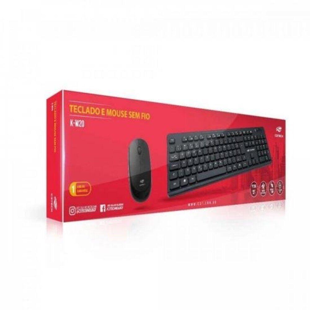 Kit Teclado + Mouse Sem Fio K-w20bk Preto C3tech - 4