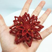 Pendentes Natalino Enfeite Flores Gliter Vermelho Kit 20pçs - 2